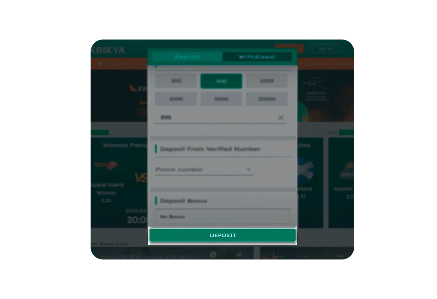 Complete your deposit for gaming.