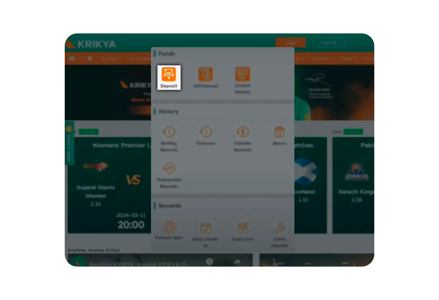 Make a deposit at the casino.